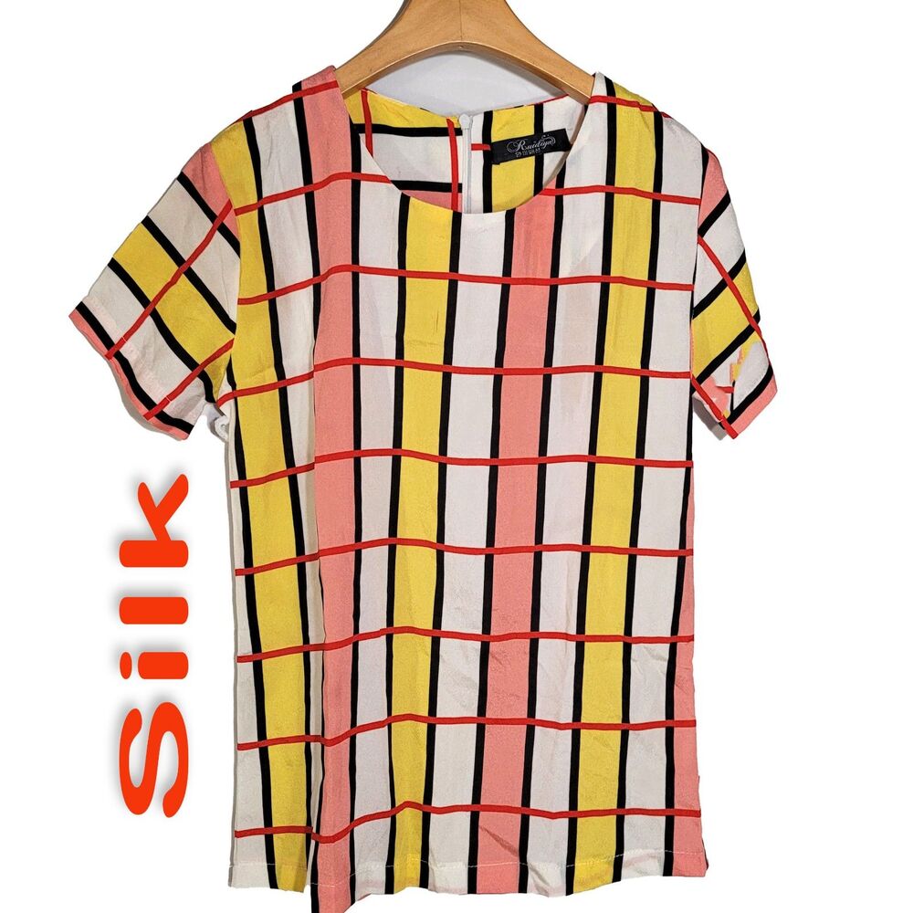 Women's 100& Silk Size XS Short Sleeve Top Shirt SCK243